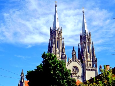 Towers of cathedral church in Vrsac photo