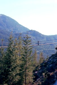 Guy walking on Suspension Bridge