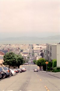 San Francisco steep street with ocean