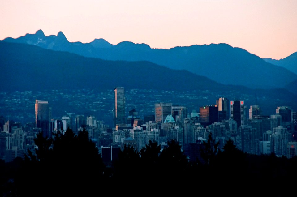 Downtown Vancouver Skyline Evening Close-up