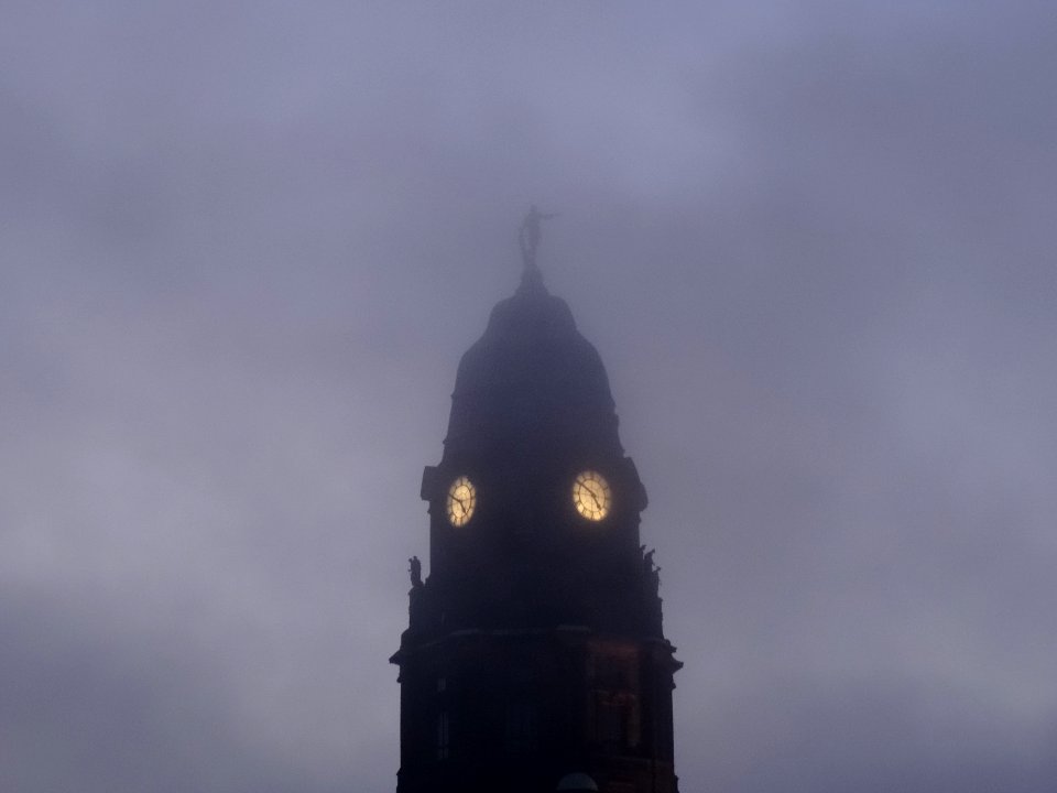 City Hall Dresden in fog