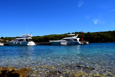 Boats in Molat Harbour, Croatia photo