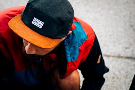 Colorful jacket looking down