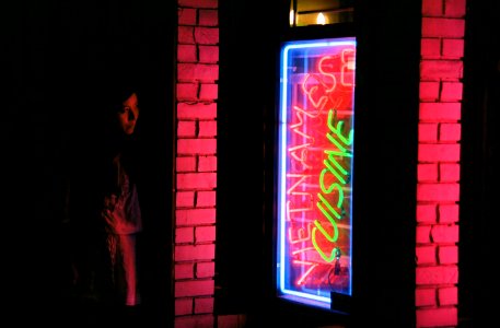 Vietnamese Restaurant Sign at Night