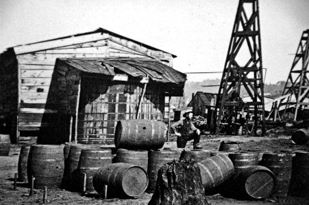 Early oil barrels 2 photo