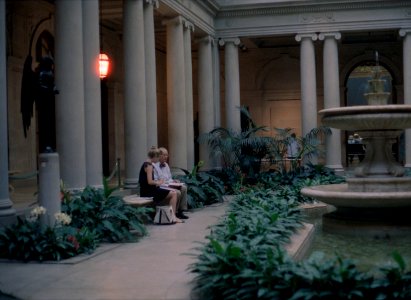 Man and Woman at Fountain photo