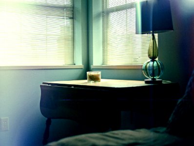 bedroom with film light leak