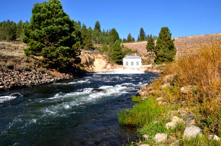 Boca Dam - Boca Dam and Reservoir are features of the Truckee Storage Project. The reservoir is on the Little Truckee River, 27 miles southwest of Reno, Nevada. The Outlet Works located next to Boca Dam releases water into the Little Truckee River. photo