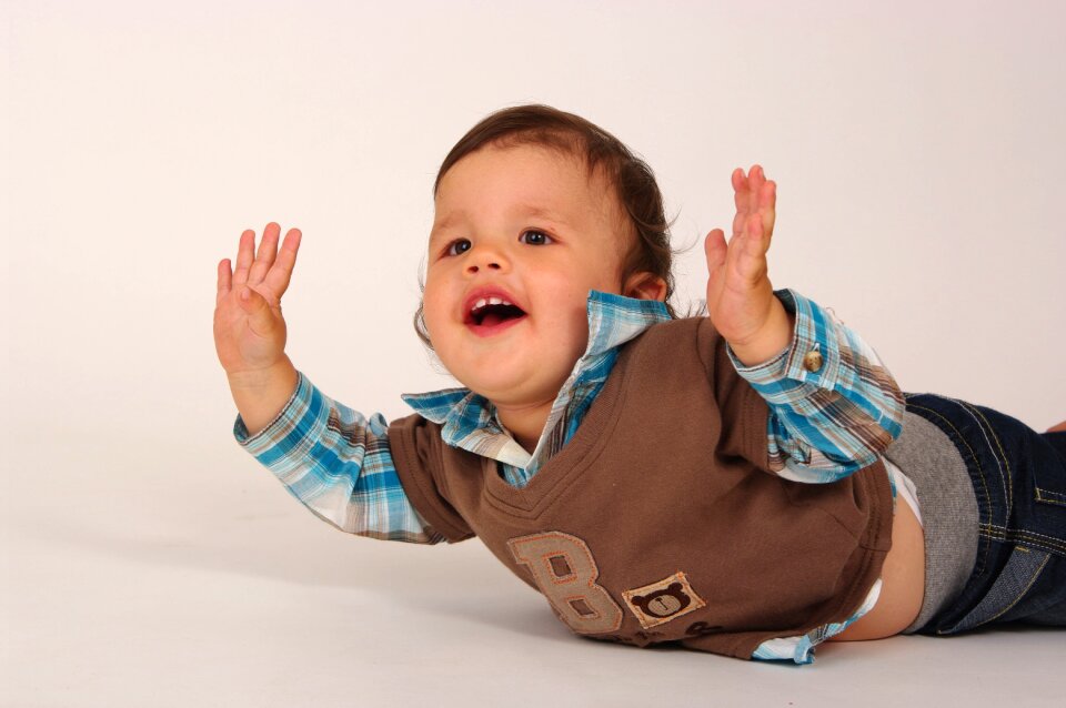 Child laughter lying