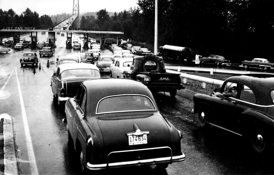 Lions Gate Bridge Morning Toll Traffic, 1957