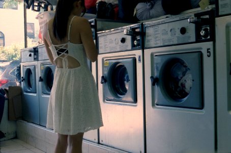 NYC laundromat girl photo