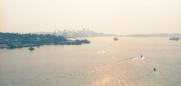 Vancouver Harbour with smoke photo