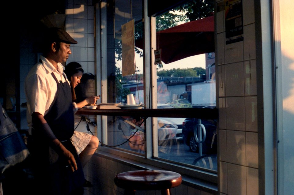 sunset at restaurant window