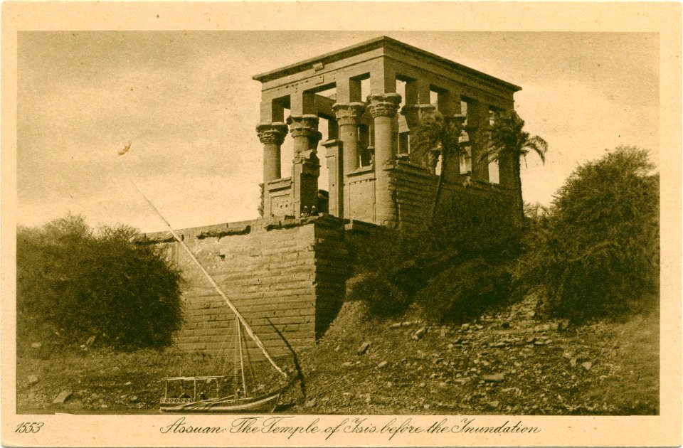 Postcard: Temple of Isis Philae (prior to the Aswan high Dam)