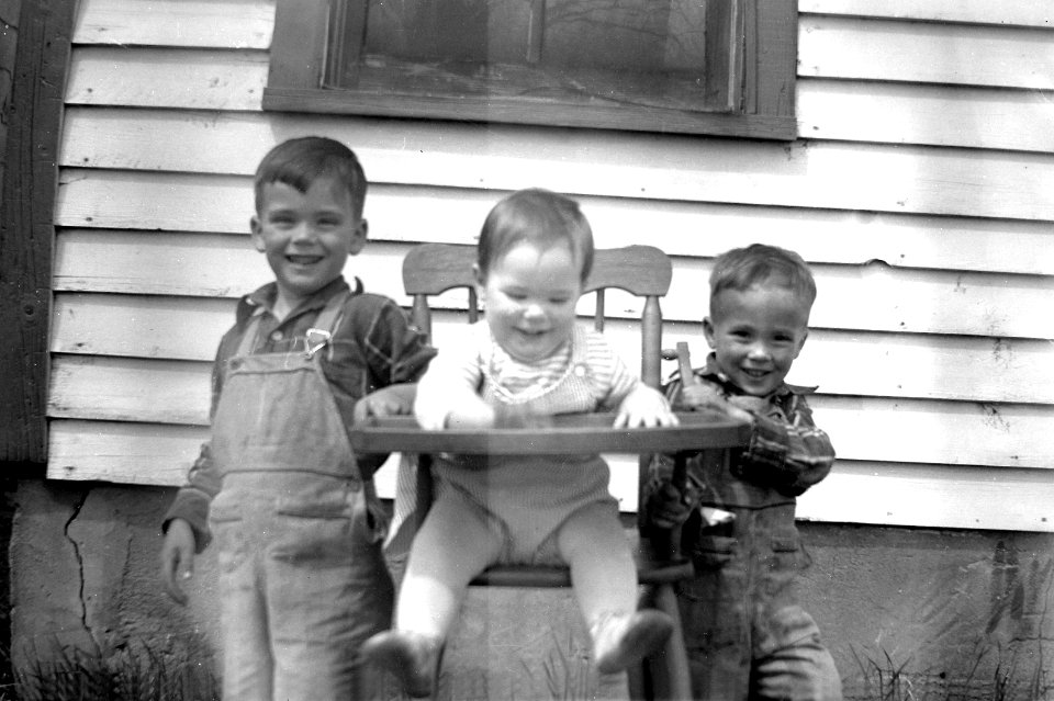 Martin, George in highchair, David - May 9, 1943