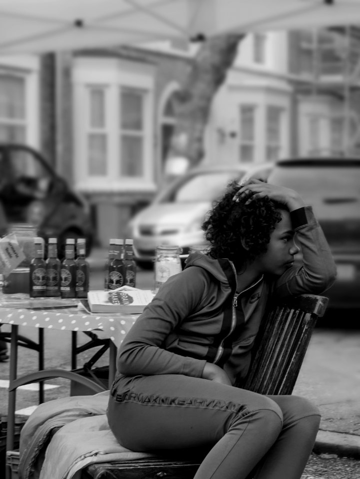 Bored kid in Liverpool Granby Street market
