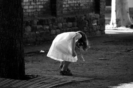 Tie shoes child white dress photo