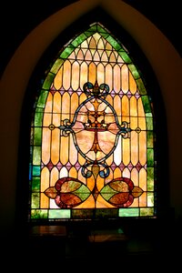 Church stained glass window photo