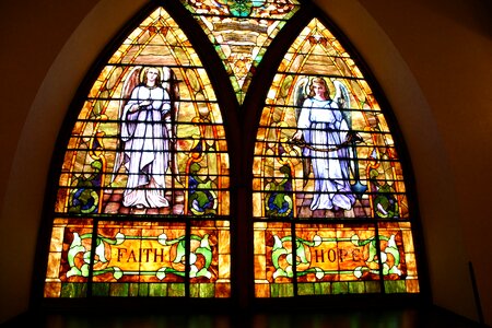 Church stained glass window photo