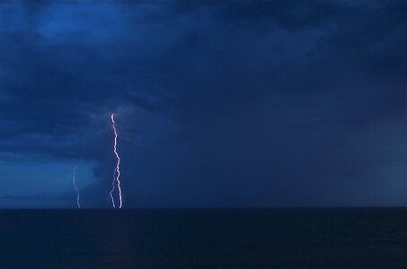 Water sea lightning storm photo