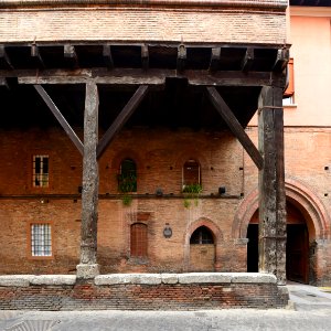 The wooden arcade of Palazzo Grassi, via Marsala, Bologna, Italy June 14, 2015 148 photo