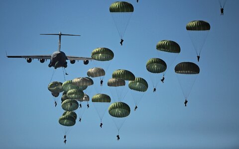Jumping military airborne photo