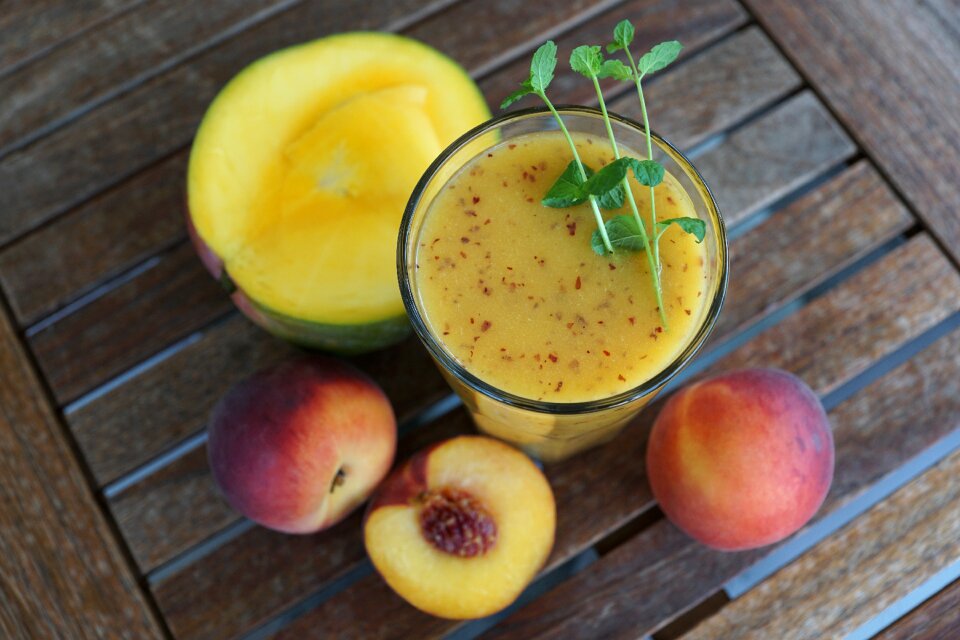 Glass healthy peach