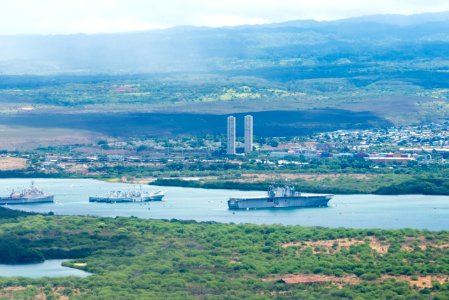Naval ships in Middle Loch near Pearl Harbor photo