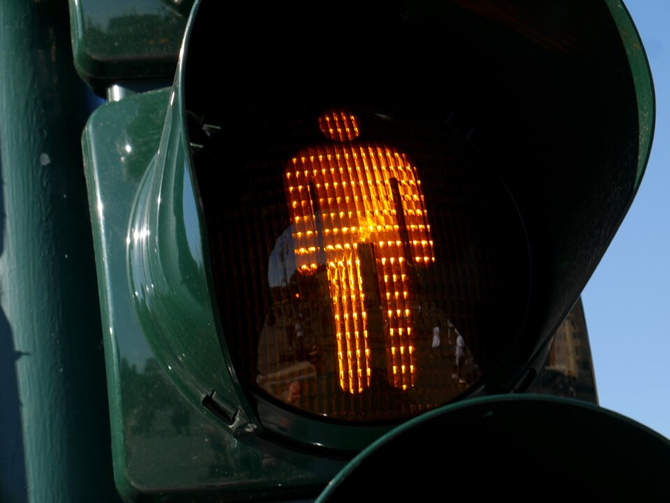 Crossing traffic orange traffic light