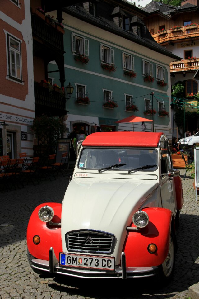 Orange white vehicle
