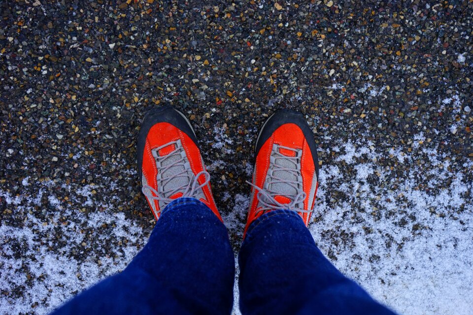 Person shoes orange