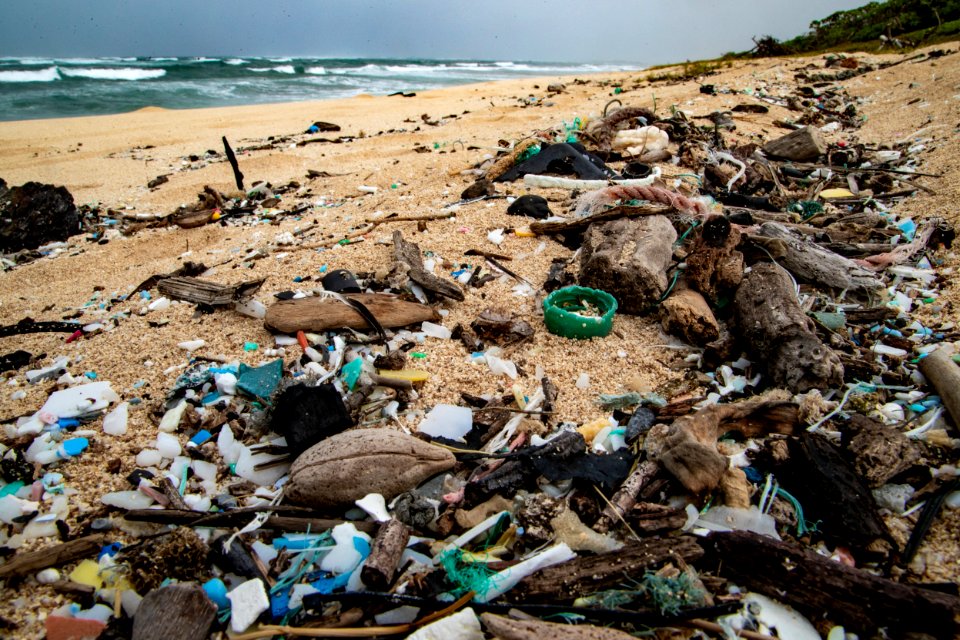 HIHWNMS trash on the beach