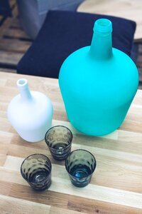 Blue turquoise glass photo
