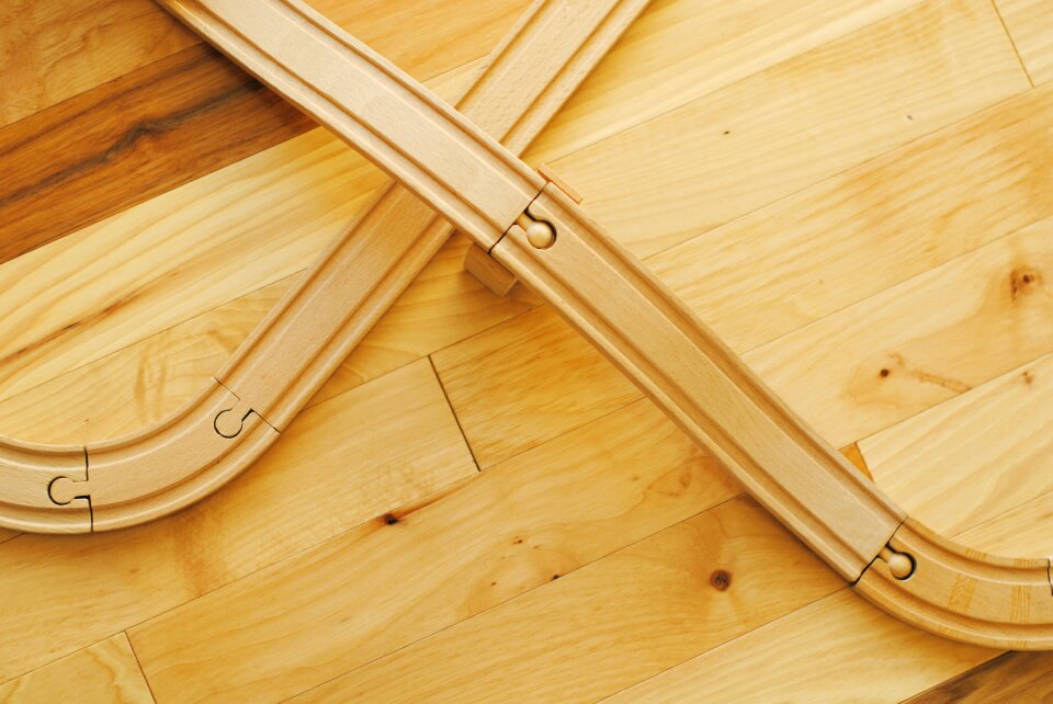 Railroad tracks wooden toy play