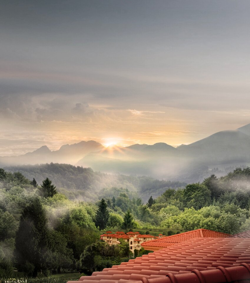 Villa landscape sunset