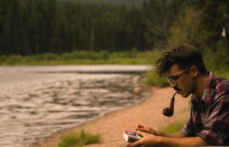 Hipster pipe smoke