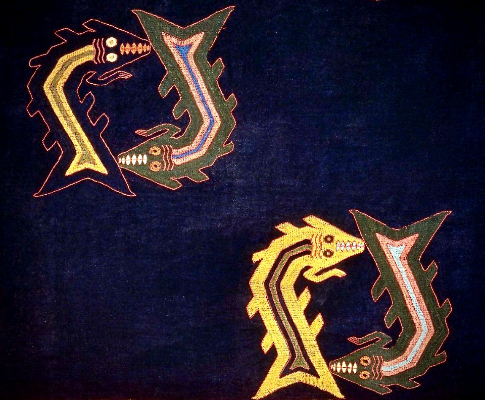 Detail of sharks, Nazca, Paracas necropolis, around 0-100 AD