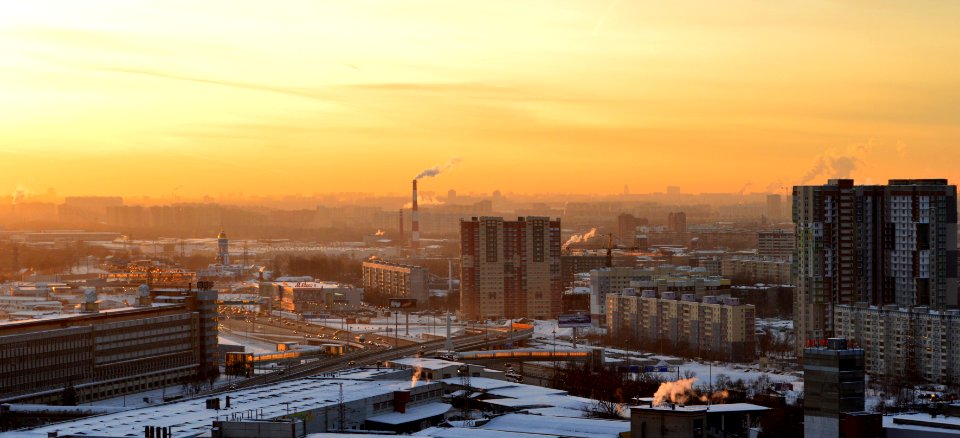 Early evening winter's glow around M8 (Yaroslavl) highway