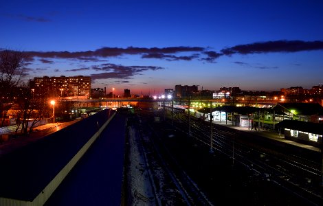 Bolshevo railway station after march sundown