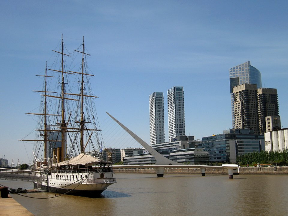 Fragata Sarmiento and Puente de la Mujer - Buenos Aires - Argentina photo