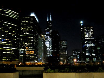 night cityscape - from the Holiday Inn Chicago Mart Plaza‎ - Chicago- USA photo