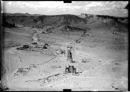 Syrie, Palmyre, vue aérienne de la grande colonnade ca 1923