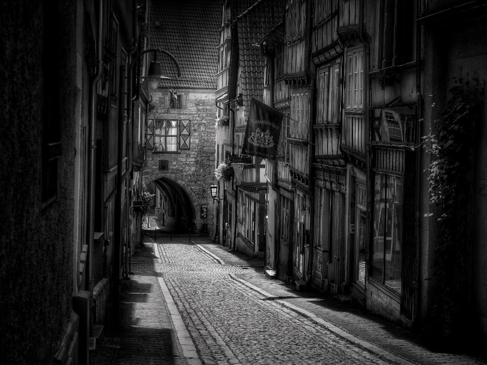 Historic center black white truss