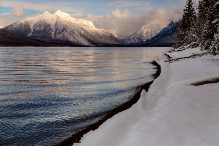Snowy Shore of Lake McDonald