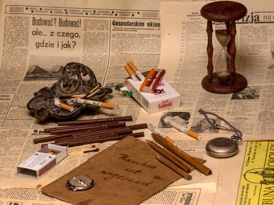 Old newspaper cigarettes smoking