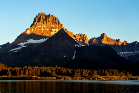 Mount Wilbur Sunrise from Swiftcurrent Lake photo
