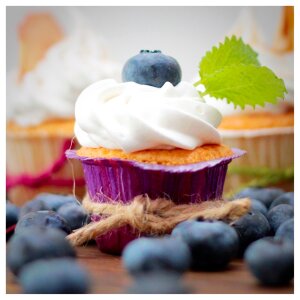 Cupcake blueberries garnish