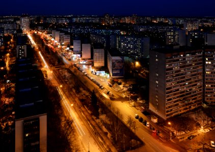 Korolev-city central avenue at the evening photo