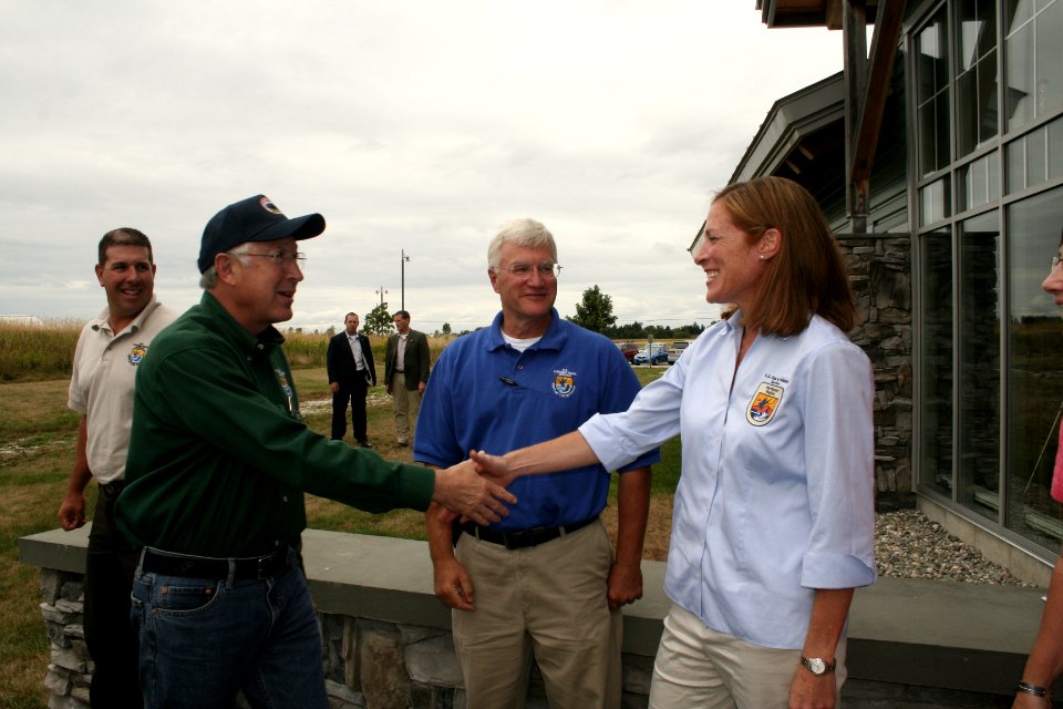 Acting Northeast Regional Director Wendi Weber welcomes Secretary Salazar to Mississquoi NWR