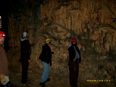 Biologist viewing formation at Madison Saltpeter Cave photo